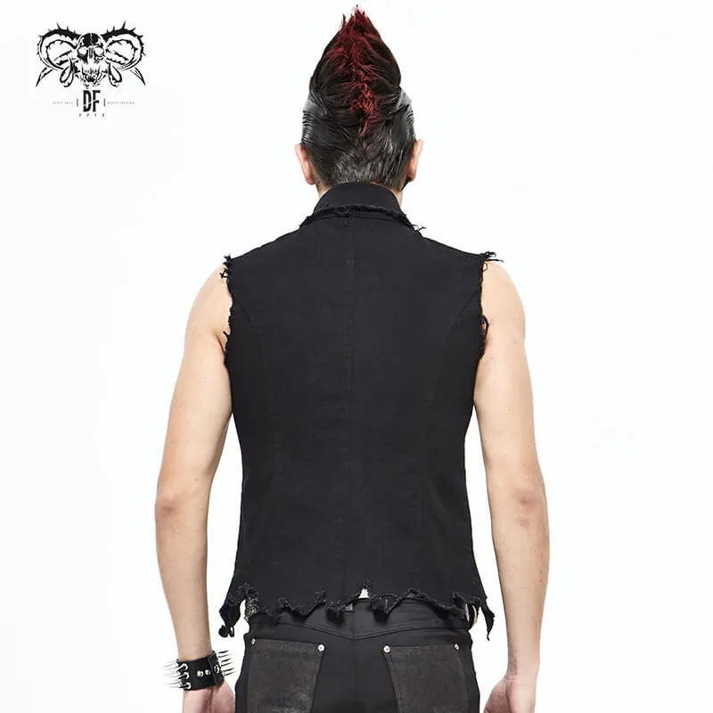 Punk Heavy Metal Men's Waistcoat With Loops And Buckles / Arternative Male Clothing