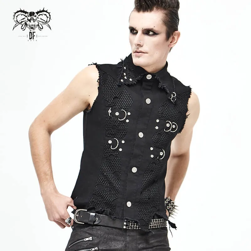 Punk Heavy Metal Men's Waistcoat With Loops And Buckles / Arternative Male Clothing