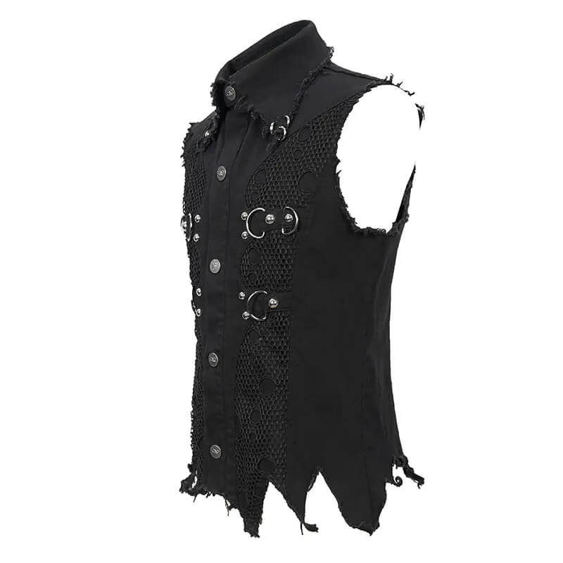 Punk Heavy Metal Men's Waistcoat With Loops And Buckles / Arternative Male Clothing