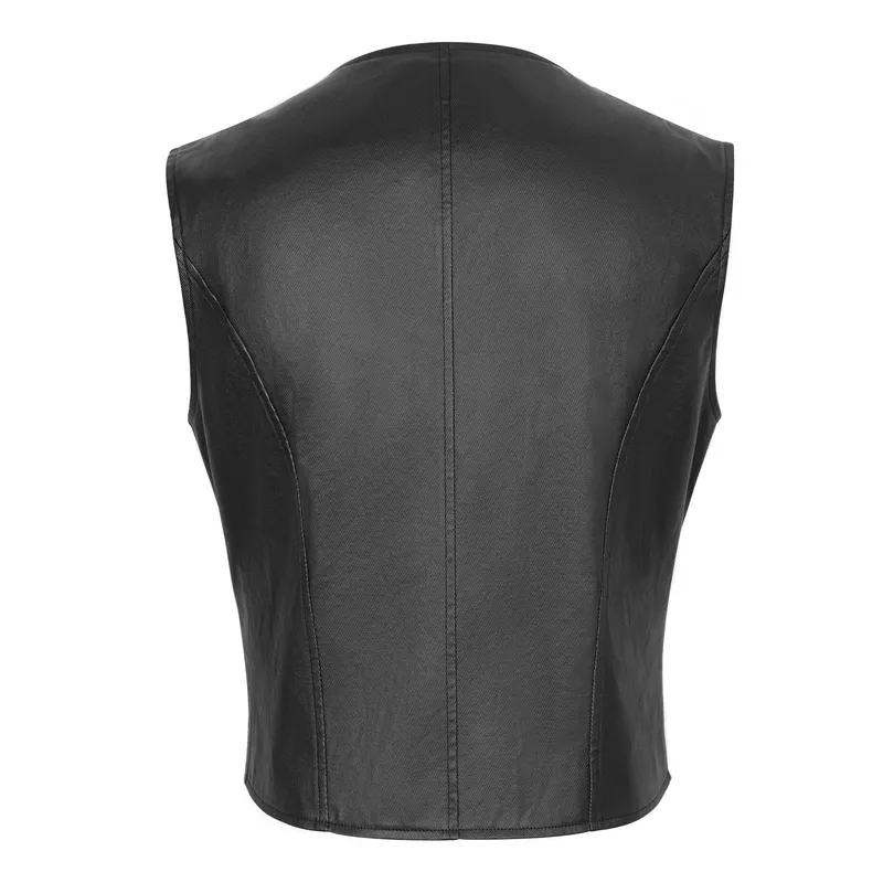 Punk Zipper Asymmetric Faux Leather Waistcoat With Eyelets