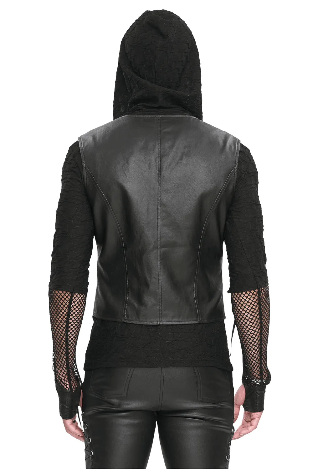 Punk Zipper Asymmetric Faux Leather Waistcoat With Eyelets