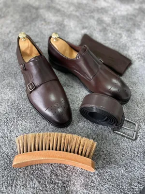 Reese Special Edition Double Buckled Classic Brown Shoes