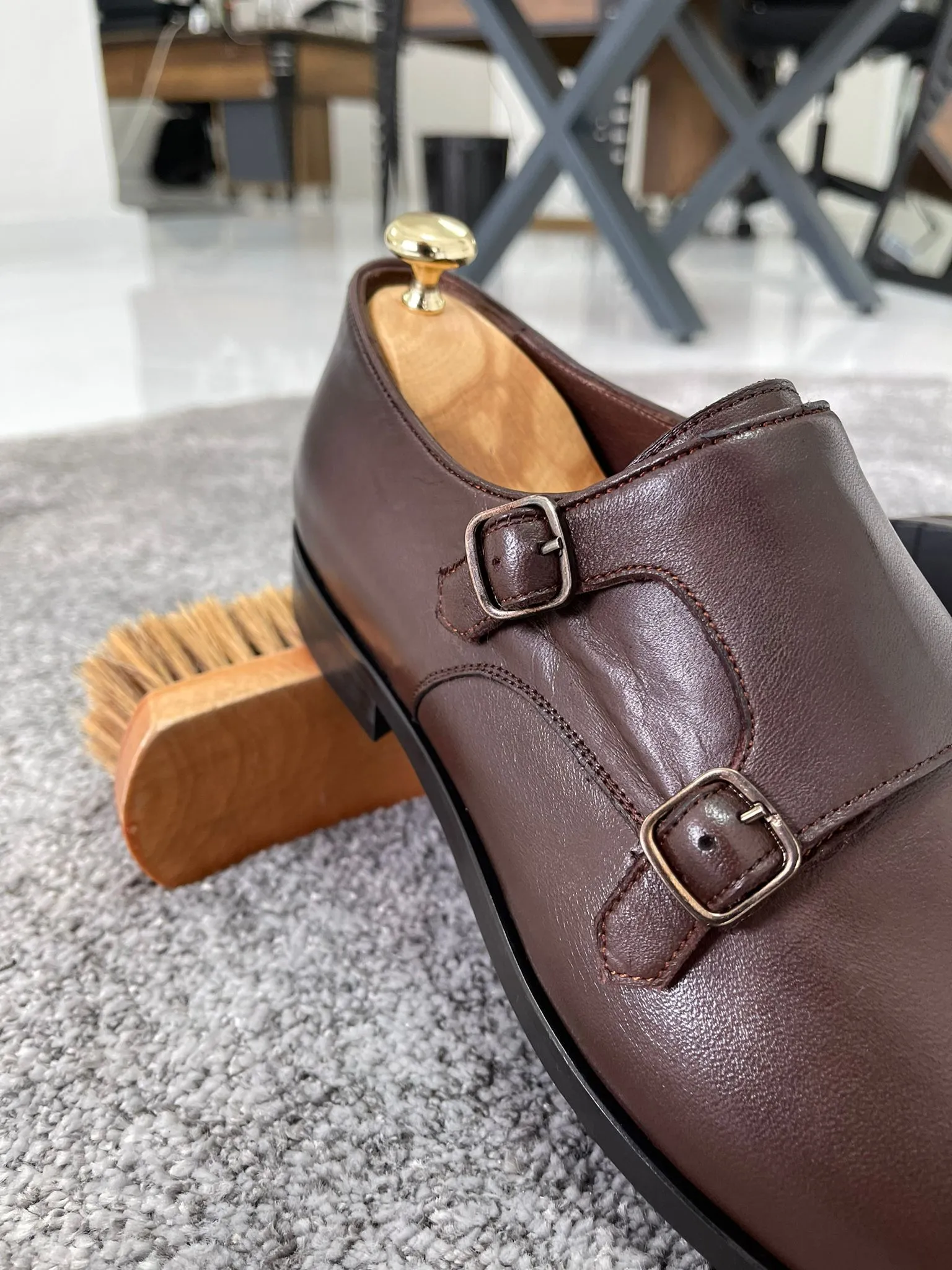 Reese Special Edition Double Buckled Classic Brown Shoes