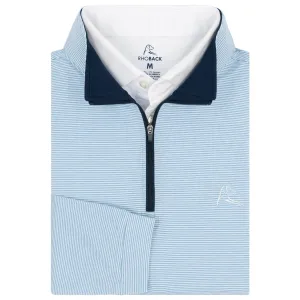 Riva Heather Stripe Performance Q-Zip | The Riva Heather Stripe - Ice Pick Blue/White