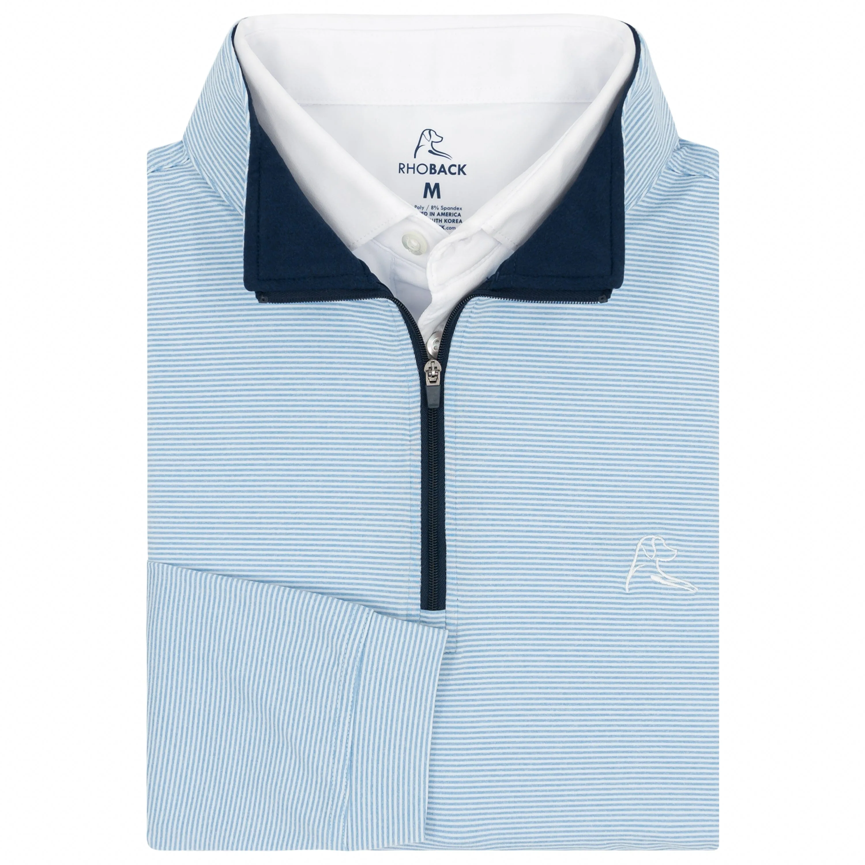 Riva Heather Stripe Performance Q-Zip | The Riva Heather Stripe - Ice Pick Blue/White