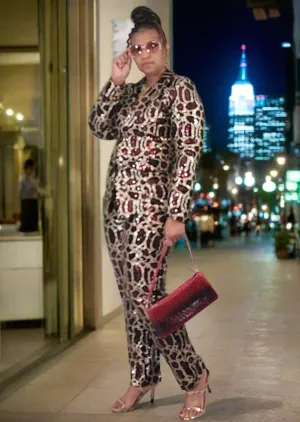 Sharp Sequin Suit Burgundy