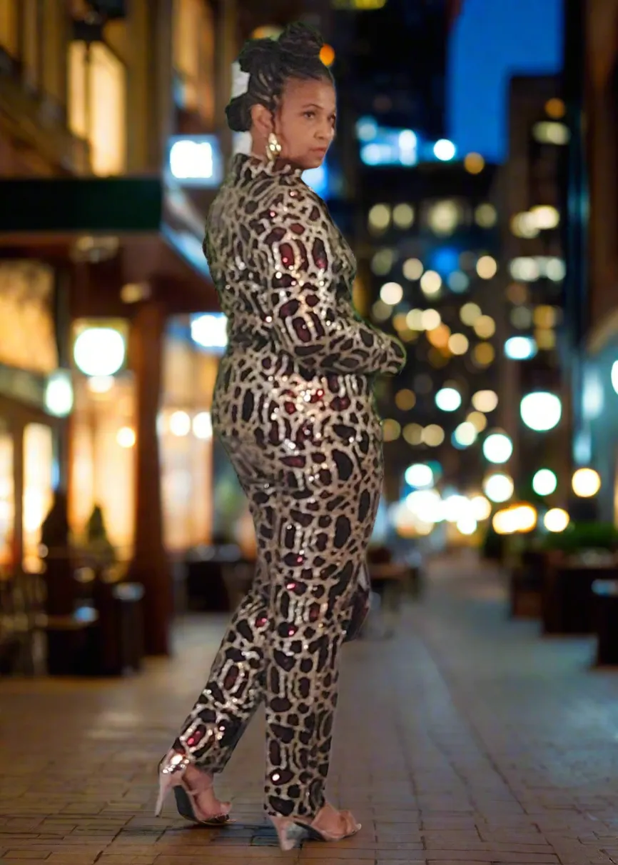Sharp Sequin Suit Burgundy