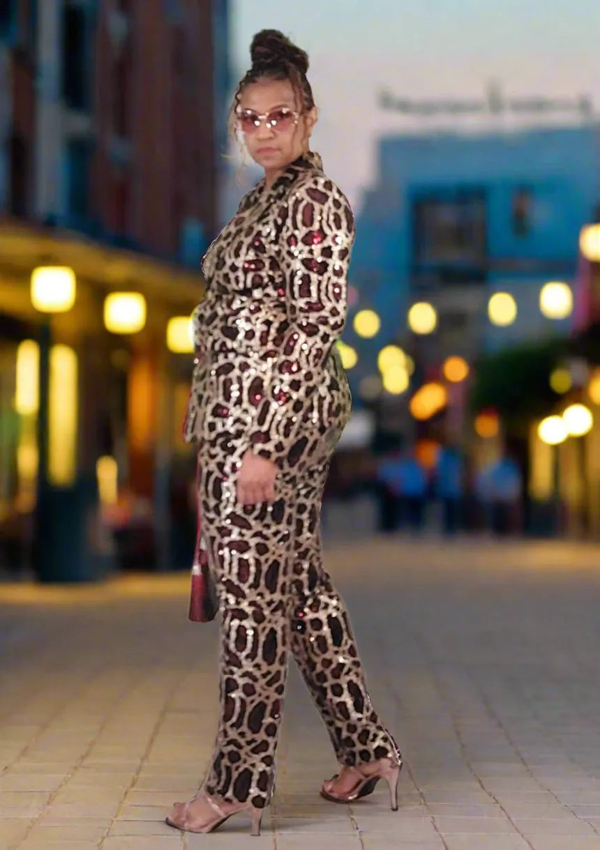 Sharp Sequin Suit Burgundy