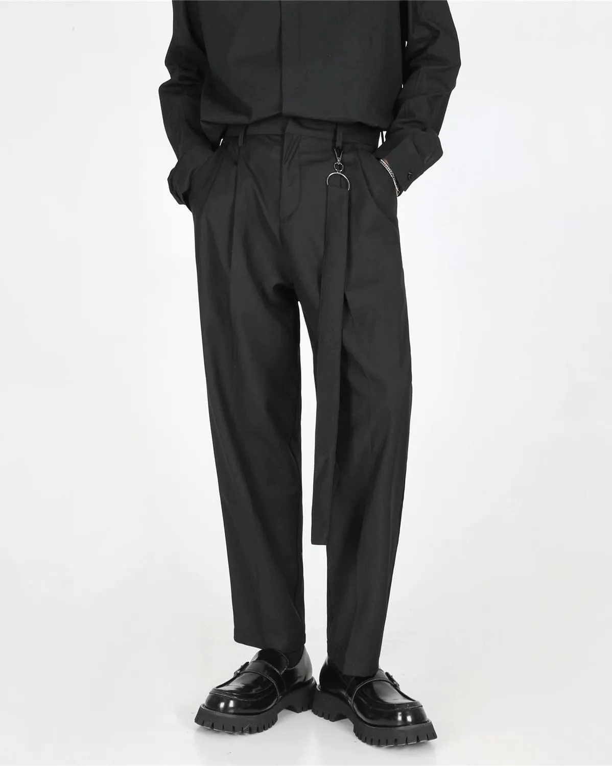 Slim Fit Lightweight Pants with Strap