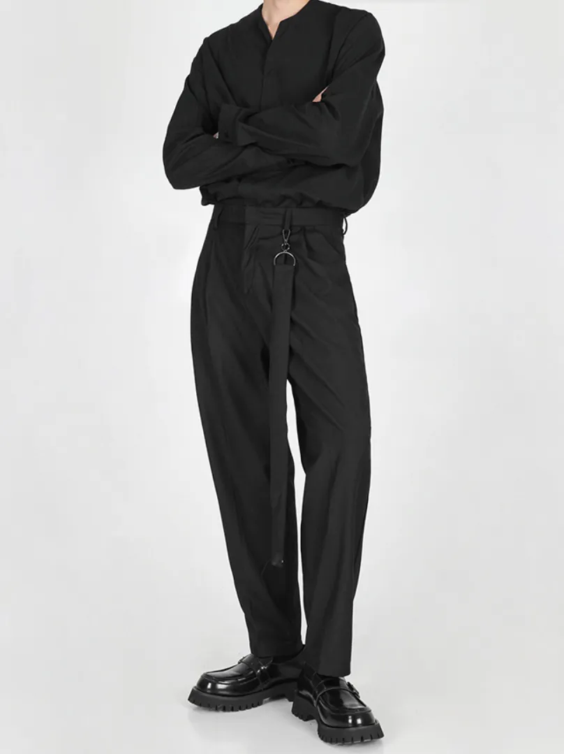 Slim Fit Lightweight Pants with Strap
