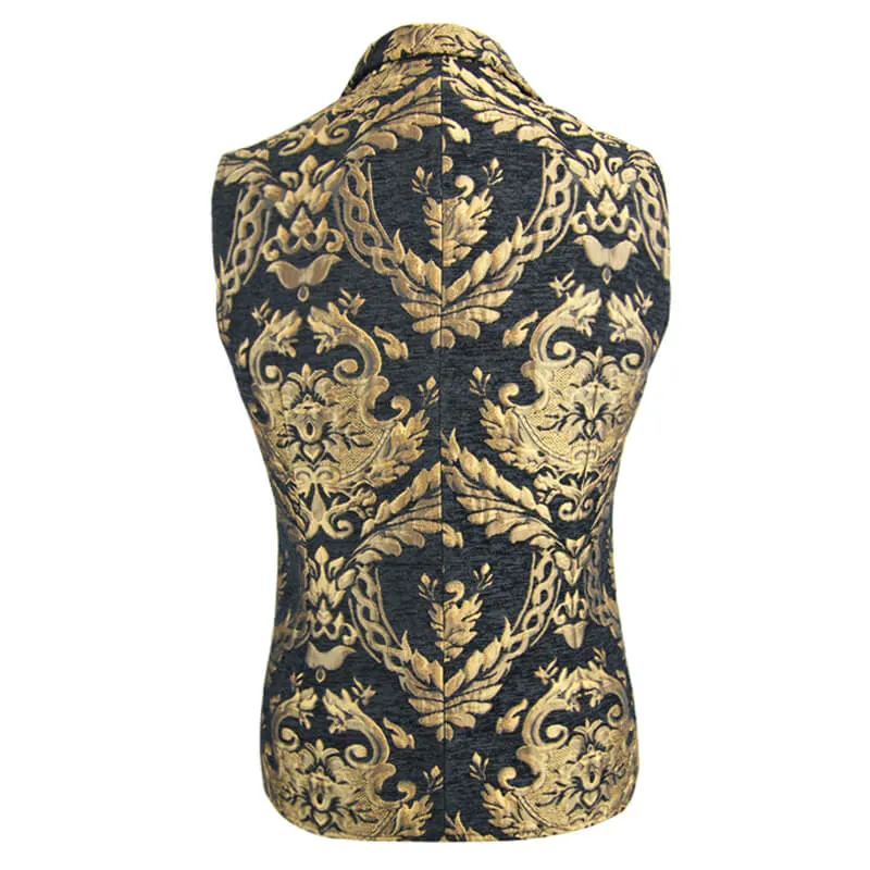 Steampunk Gothic Embroidered Waistcoat for Men / Fancy Male Sleeveless V Collar Patterns Waistcoats
