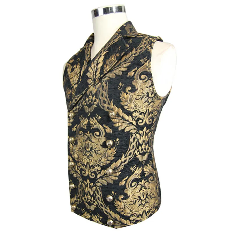 Steampunk Gothic Embroidered Waistcoat for Men / Fancy Male Sleeveless V Collar Patterns Waistcoats