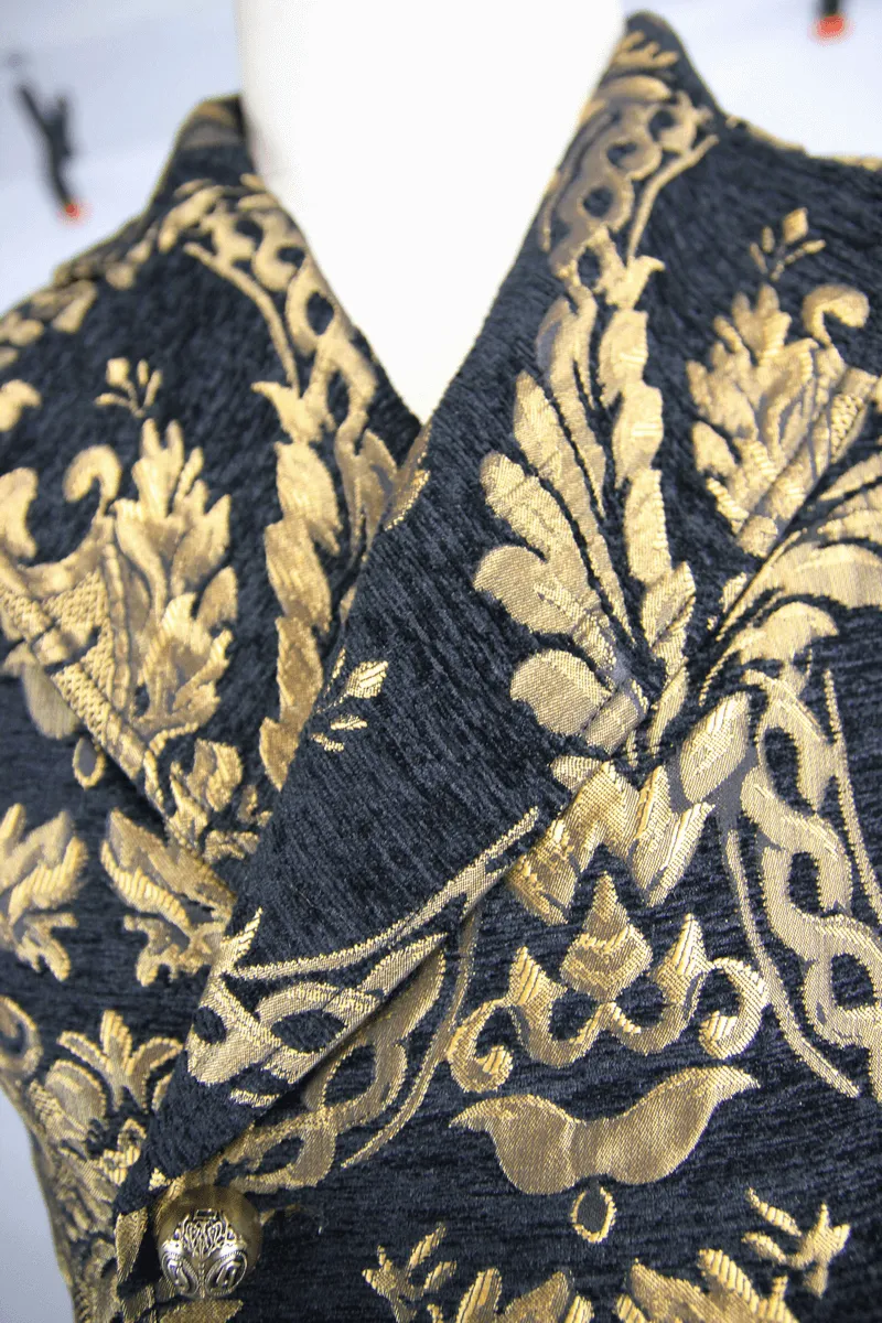 Steampunk Gothic Embroidered Waistcoat for Men / Fancy Male Sleeveless V Collar Patterns Waistcoats