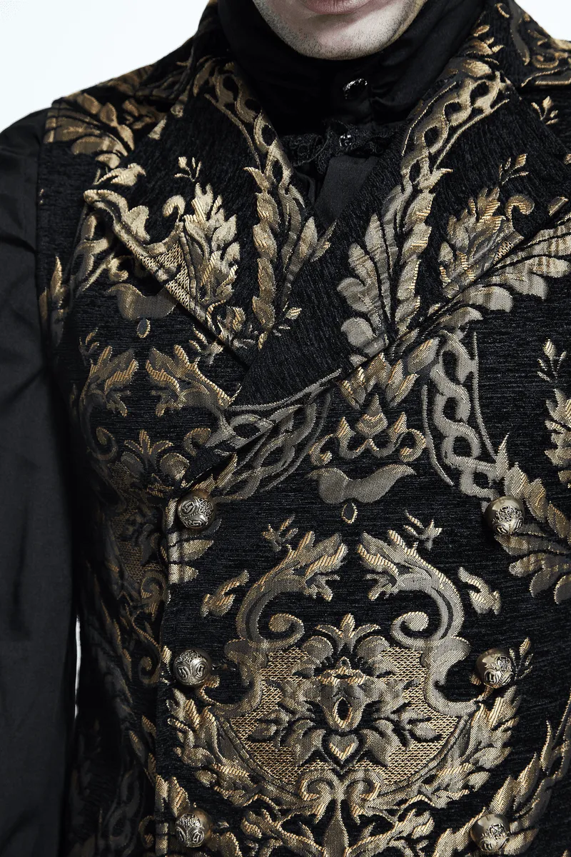Steampunk Gothic Embroidered Waistcoat for Men / Fancy Male Sleeveless V Collar Patterns Waistcoats
