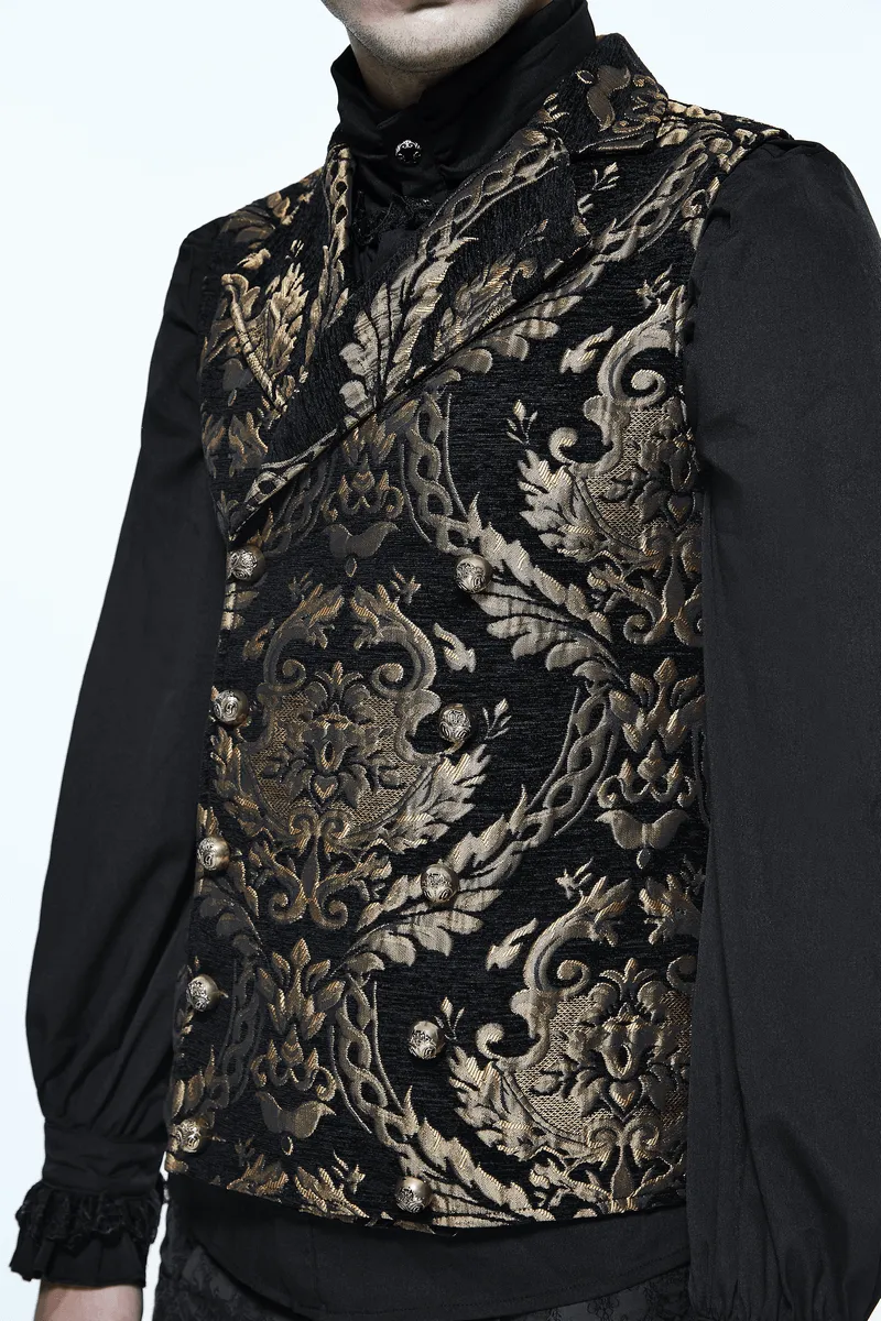 Steampunk Gothic Embroidered Waistcoat for Men / Fancy Male Sleeveless V Collar Patterns Waistcoats
