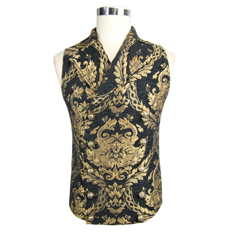 Steampunk Gothic Embroidered Waistcoat for Men / Fancy Male Sleeveless V Collar Patterns Waistcoats