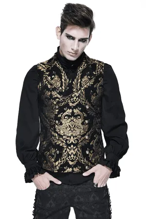 Steampunk Gothic Embroidered Waistcoat for Men / Fancy Male Sleeveless V Collar Patterns Waistcoats