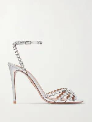 Tequila 105 crystal-embellished metallic leather sandals