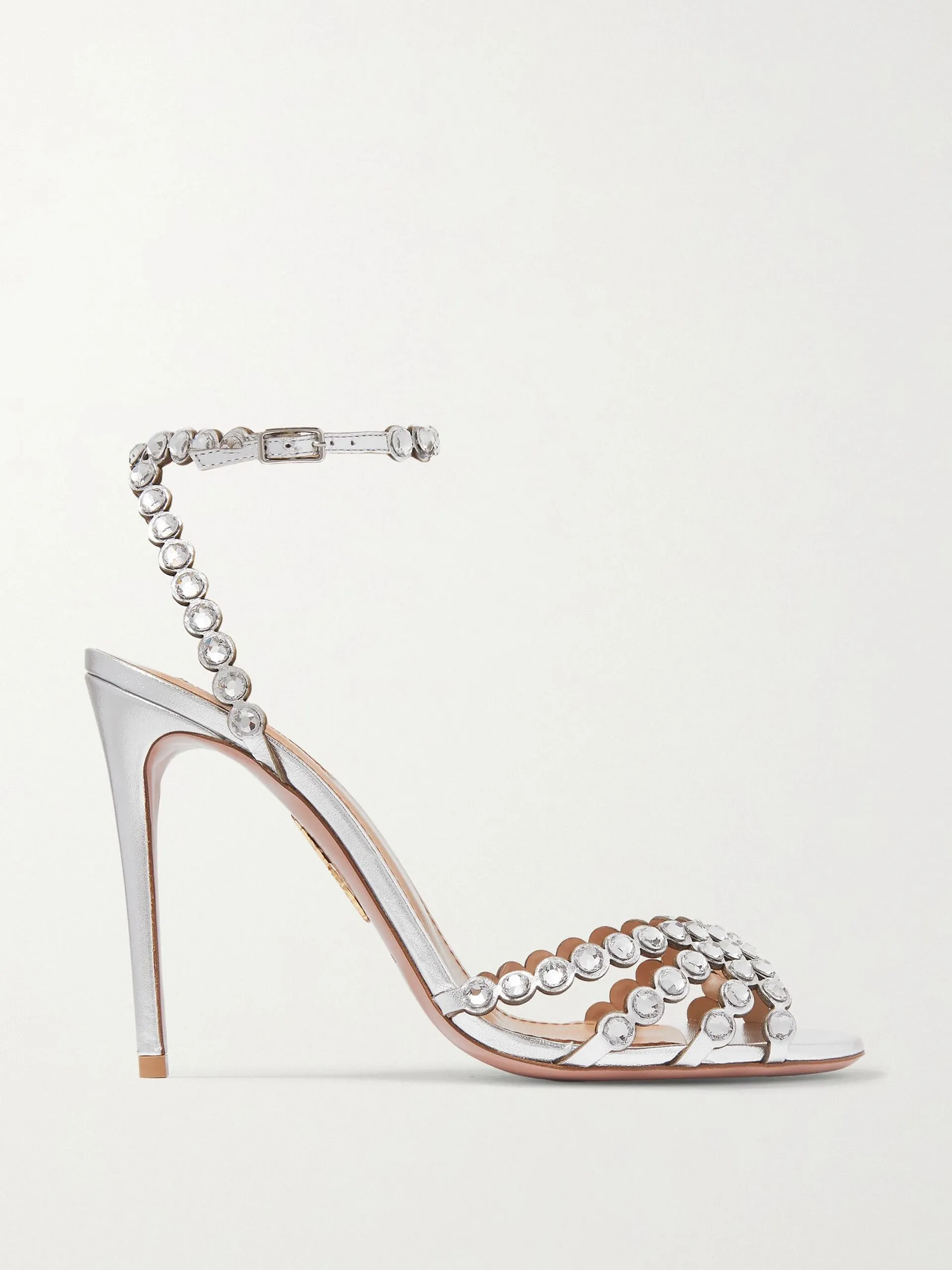 Tequila 105 crystal-embellished metallic leather sandals