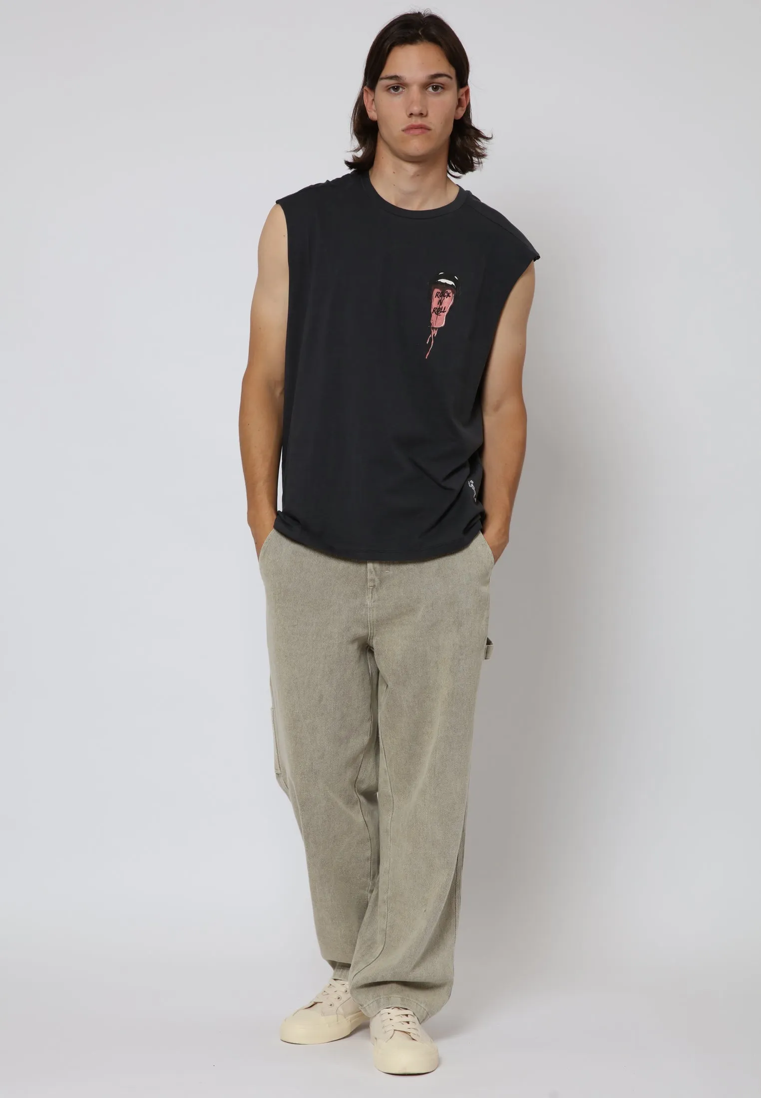 TONGUE TANK TOP WASHED BLACK