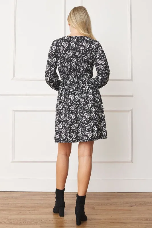 V-Neck Flowy Floral Mini Dress