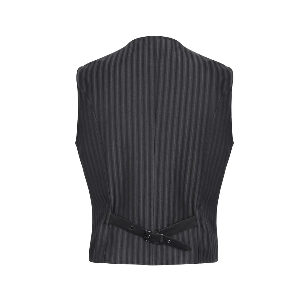 Vintage Gothic Striped V-Neck Waistcoat for Men