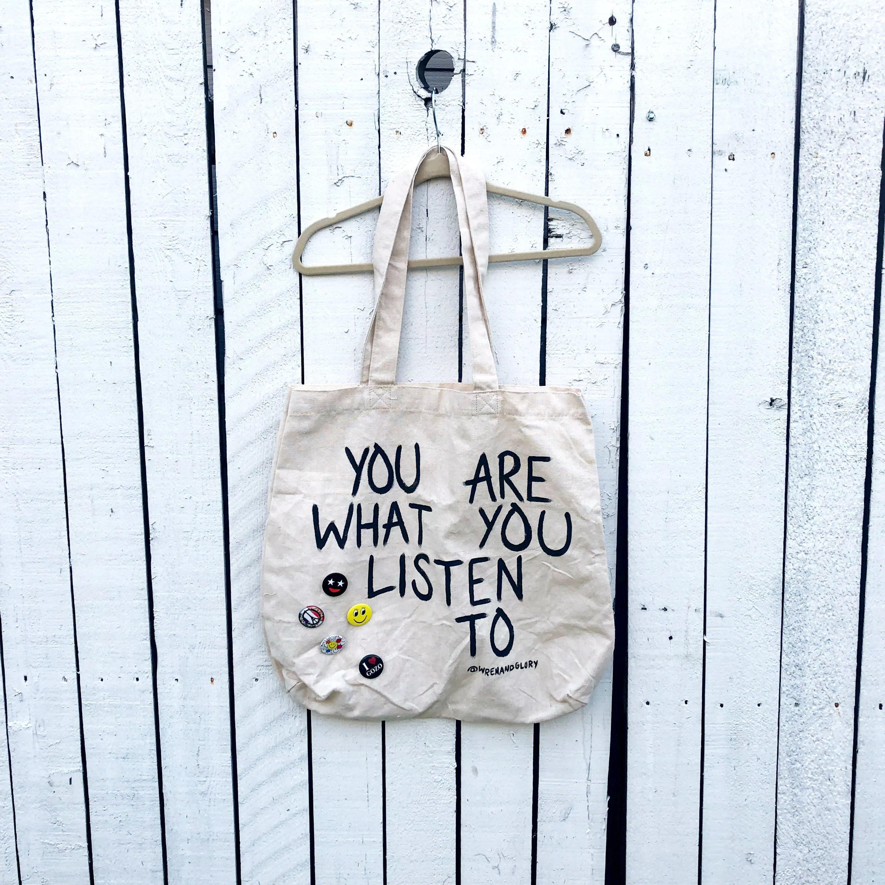 'WITH THE BAND' PAINTED TOTE BAG