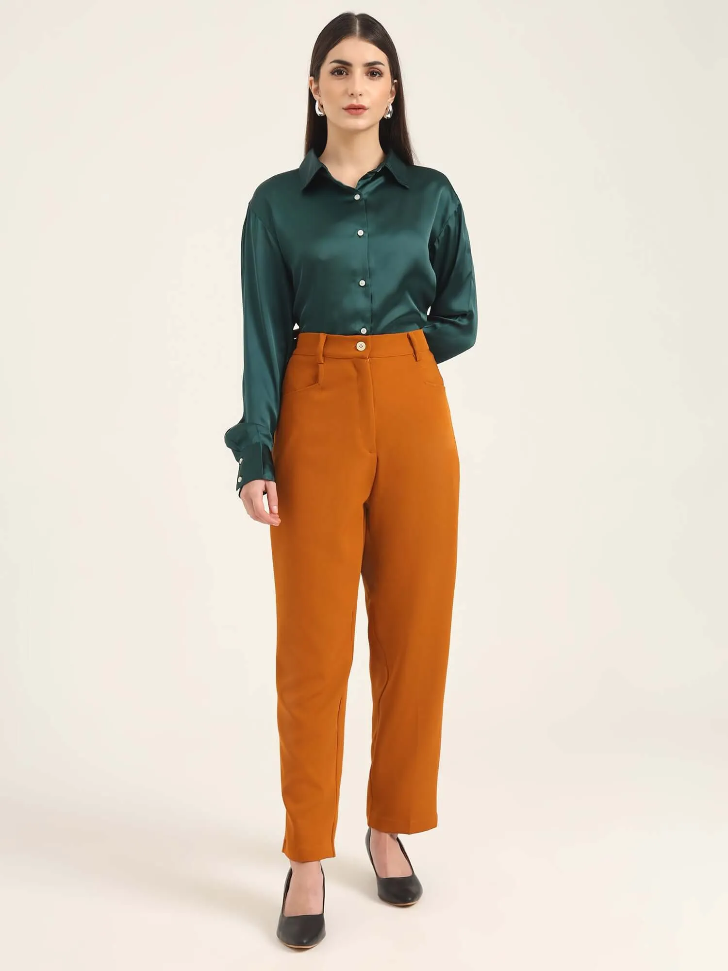Women'S Luxury Banana Crepe Sepia C Pant