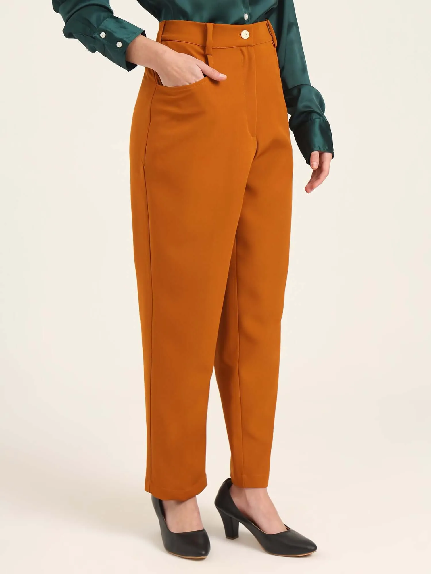 Women'S Luxury Banana Crepe Sepia C Pant