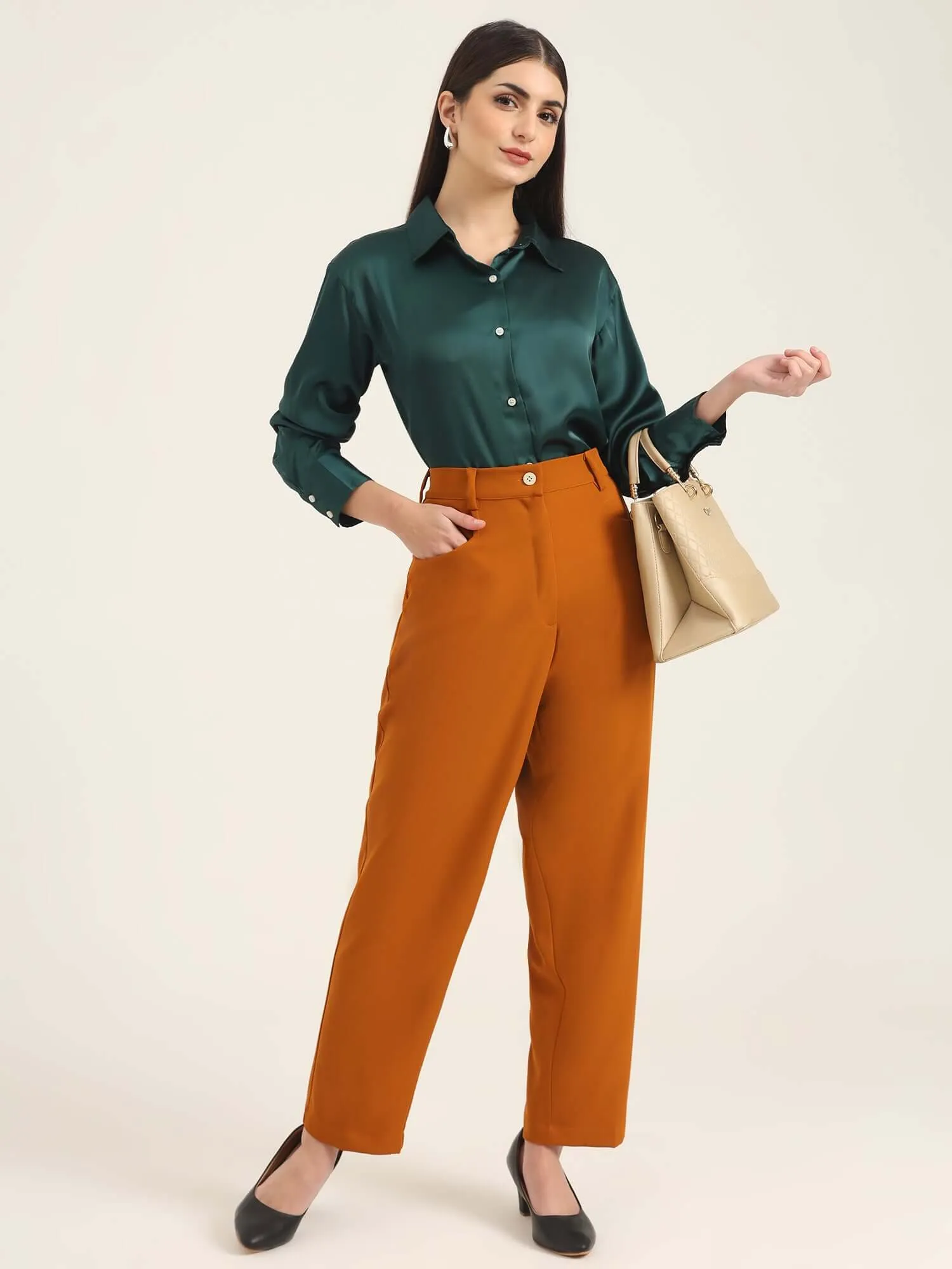 Women'S Luxury Banana Crepe Sepia C Pant