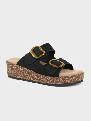 Women's "WAIOLA" Buckled Open Toe Slippers UK Size 3-8