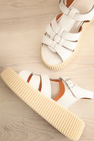 Xhabe | White Platform Fisherman Sandals