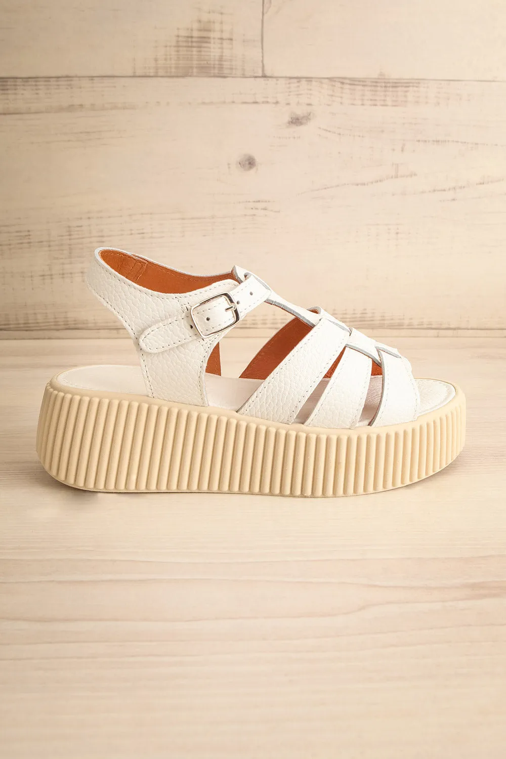Xhabe | White Platform Fisherman Sandals